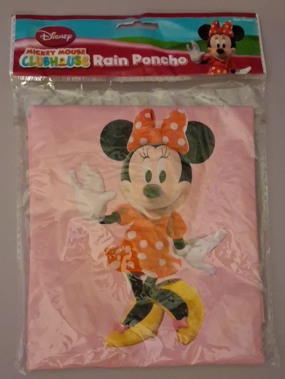 Disney Minnie Mouse Pink Rain Poncho Youth Size